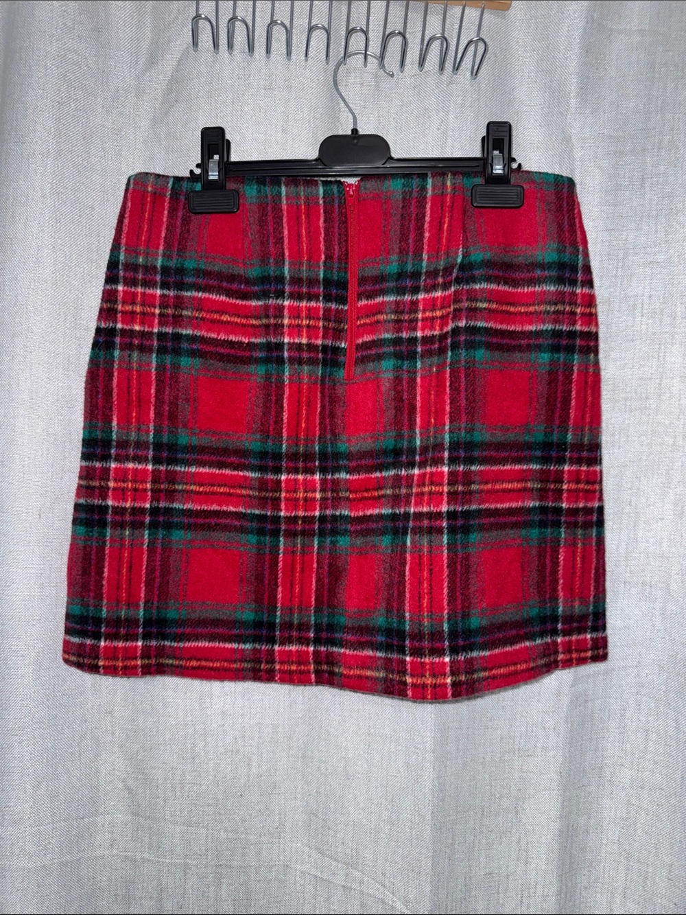 Copper Key Red Wool-Blend Plaid Mini Skirt - Picture 3 of 7